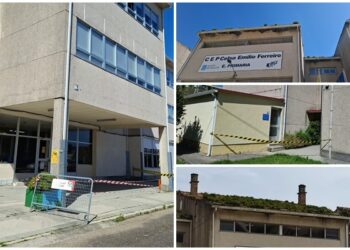 Alerta por la caída de cascotes en un colegio de Vigo, obligando los Bomberos a precintar sus accesos
