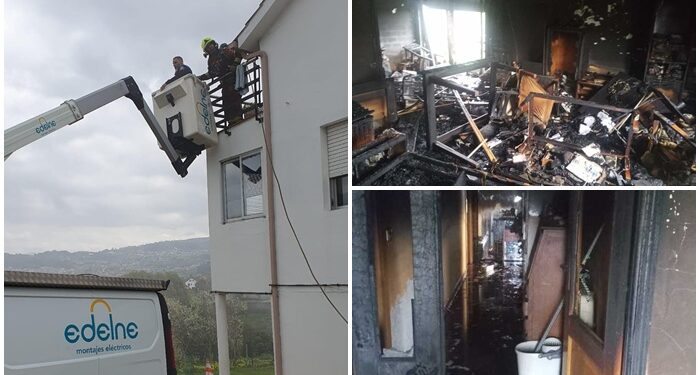 Rescatan en Vigo, con ayuda de una empresa eléctrica, a dos personas atrapadas en un incendio