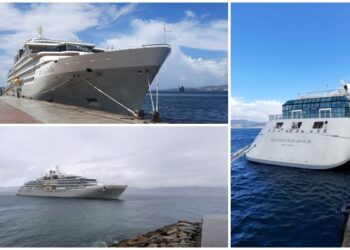 Un lujoso crucero diseñado para la exploración polar se refugia en Vigo por el mal tiempo