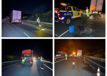 Bloqueada la A-52 en sentido Vigo por un camión con un fallo mecánico grave