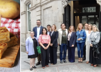 Todo listo para que una grúa de 6 metros voltee la tortilla más grande de la historia de Vigo