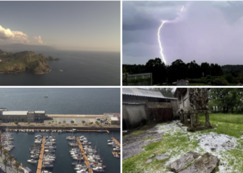 Cara y cruz de la primavera en 50 kilómetros: en Vigo sol, y tormentas y granizo en A Cañiza