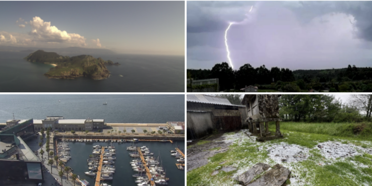 Cara y cruz de la primavera en 50 kilómetros: en Vigo sol, y tormentas y granizo en A Cañiza