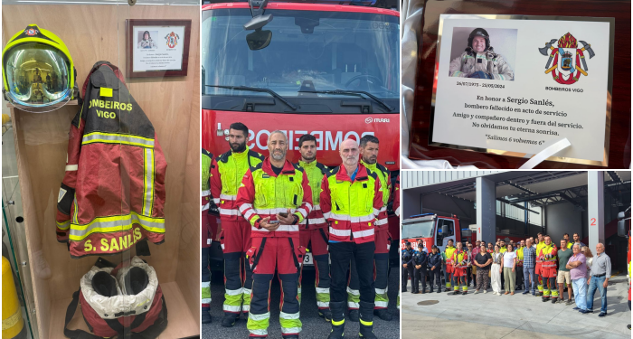 Emotivo homenaje de los Bomberos de Vigo a su compañero Sergio Sanlés en el primer aniversario del fallecimiento
