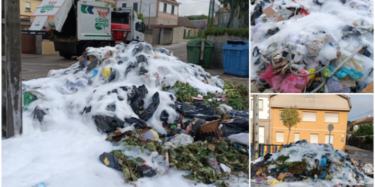 Un camión de basura vuelca su carga tras detectar un incendio