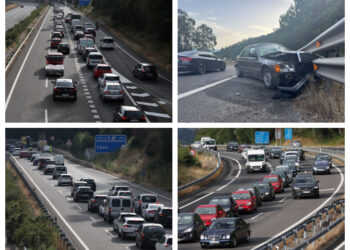 Un vehículo en sentido contrario causa un accidente y retenciones en la A-52