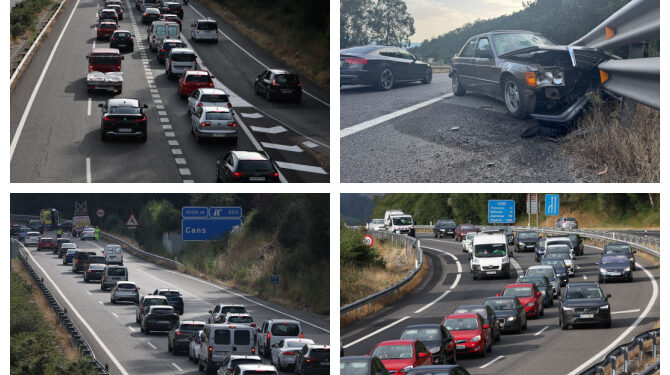 Un vehículo en sentido contrario causa un accidente y retenciones en la A-52