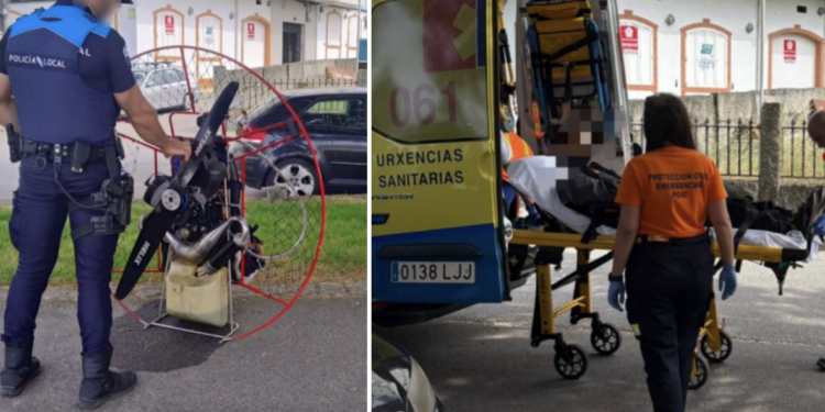 Un hombre pierde una parte de la mano con la hélice de un parapente
