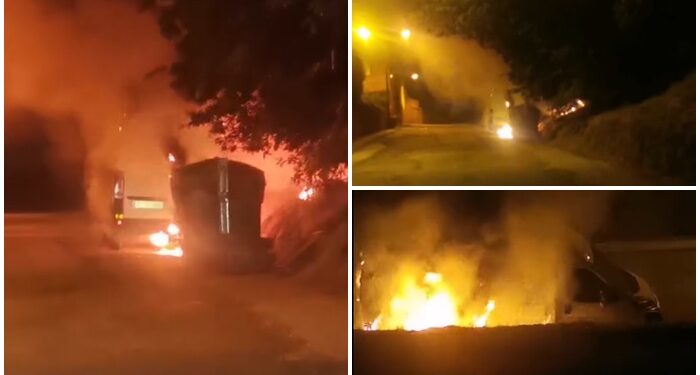 Una furgoneta arde de madrugada en Vigo y se extiende a un colector y a una zona de matorral