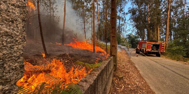 Peligro para varios núcleos de población por un gran incendio forestal de nivel 2 en Salvaterra