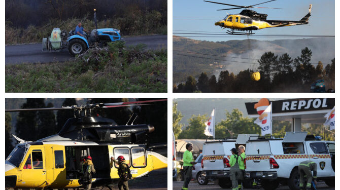 Noche en vela en Arbo por un incendio forestal que amenaza viviendas en O Pedreiro y O Urzal