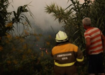Un incendio en Carballeda de Avia calcina 20 hectáreas, mientras los de Meaño y Salvaterra siguen controlados
