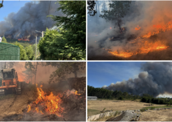 Calor y viento, un «cóctel perfecto» para otra jornada de incendios forestales con A Cañiza en el foco