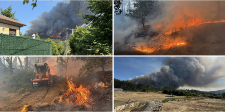 Calor y viento, un «cóctel perfecto» para otra jornada de incendios forestales con A Cañiza en el foco
