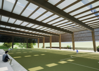 Arrancan las obras para cubrir la pista deportiva de Zamáns: «Es como un nuevo pabellón»