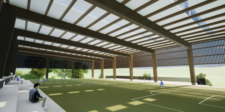 Arrancan las obras para cubrir la pista deportiva de Zamáns: «Es como un nuevo pabellón»