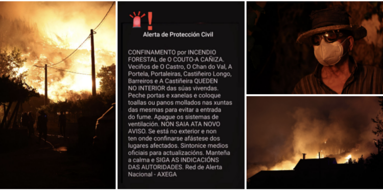 A Cañiza estrena el sistema de alertas masivo: los vecinos, obligados a confinarse ante el grave incendio