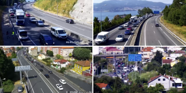 Colapso total de tráfico en Vigo: cuatro kilómetros de retenciones por un accidente en la AP-9