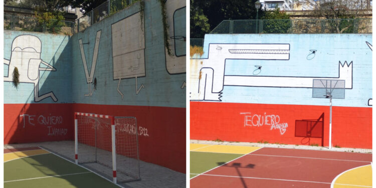 Vandalizado uno de los murales pioneros del programa «Vigo, Cidade de Cor»