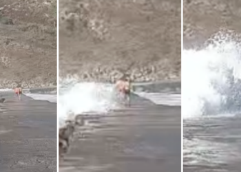 Susto en las Cíes: una ola arrastra a dos bañistas al Lago dos Nenos