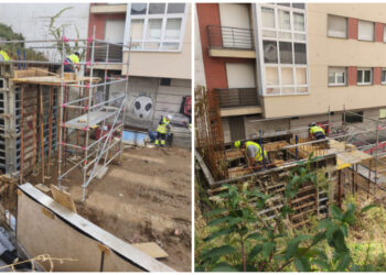 El nuevo ascensor entre Jacinto Benavente y Torrecedeira comienza a brotar