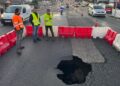 El reventón de un colector de pluviales, causa del socavón en la Avenida de Madrid