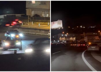 Así se ve la baliza V16 en uno de los puntos negros del área de Vigo y de las carreteras españolas