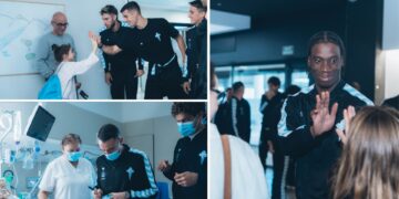 Una oleada de ilusión y sonrisas llena el Hospital Álvaro Cunqueiro de la mano del Celta