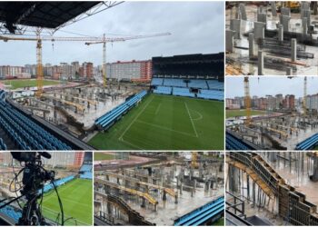 Los pilares de la nueva grada emergen en Gol: así avanzan las obras de Balaídos