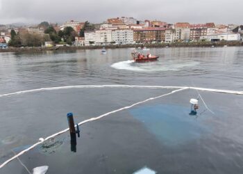 Un buque bateeiro se hunde y obliga a desplegar barreras anticontaminación