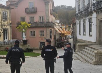 Si vas al parque temático de Perlim este puente, te encontrarás con dos policías de Vigo