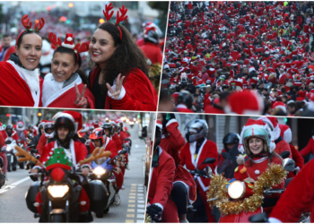 Miles de ‘papanoeles’ moteros toman las calles de Vigo un año más con fines solidarios
