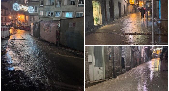 Ríos de agua y tierra inundan las calles del Casco Vello Alto