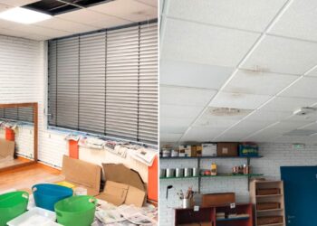 Llueve en el interior del Centro de Educación Especial Saladino Cortizo