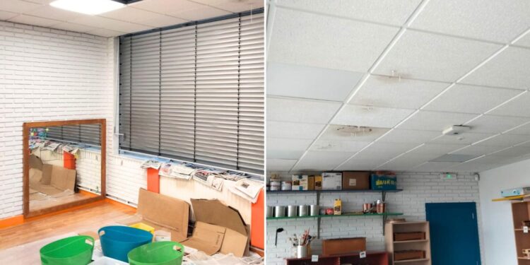 Llueve en el interior del Centro de Educación Especial Saladino Cortizo