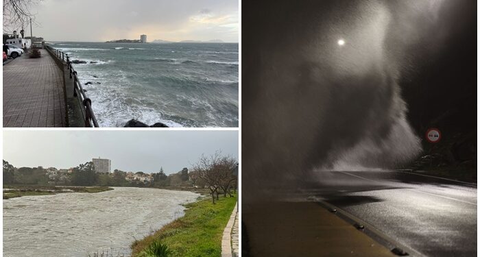 ¡Peligro por temporal! Olas que cruzan carreteras y el Lagares casi desbordado: así se siente la alerta