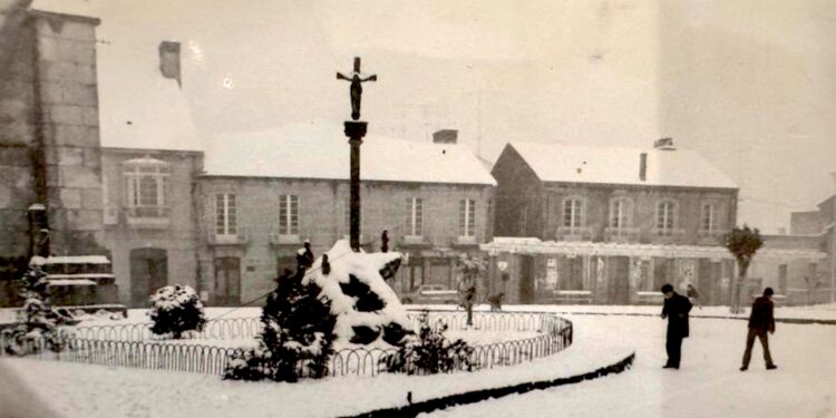 La histórica nevada en Ponteareas en los años sesenta