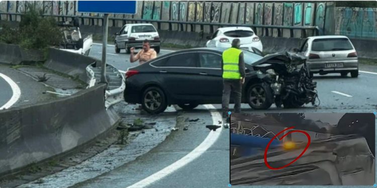 Un espectacular accidente en Vigo y una baliza V-16 se viralizan en toda España