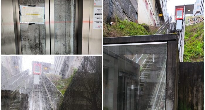 «Pendiente de reparación» y «sin fecha de finalización»: la enésima avería del pionero ascensor de Vigo Vertical