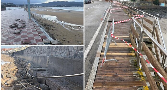Tres paseos marítimos y un acceso a la playa, cerrados por las borrascas y la fuerza del mar